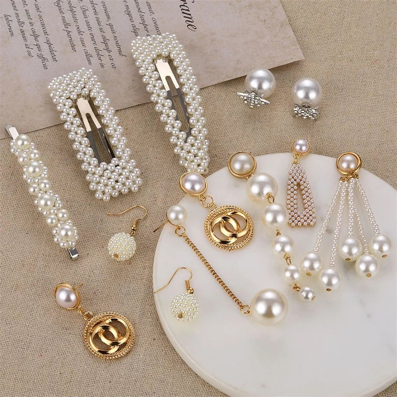 FNIO Big Simulated Pearl Earrings 2019 for Women Lover Geometric Round Heart Drop Dangle Earring Korean Statement Jewelry