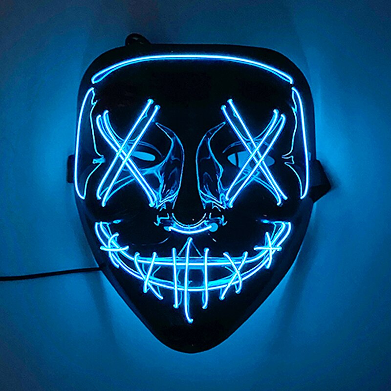 Neon Light LED Mask LED Halloween Scary Mask Cosplay Party Masque Masquerade Masks Halloween Costume Carnival Glow Party Props