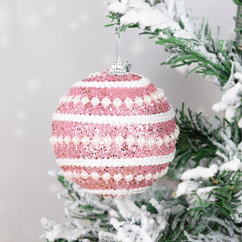 8cm Gold Foam Pearl Christmas Balls Ornament Shatterproof Hanging Christmas Tree Ball Xmas Decorations Navidad Noel