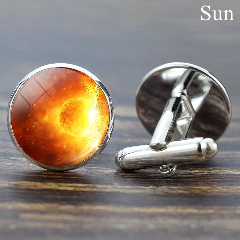 Moon Solar System Planet Cufflinks Best Man Cufflinks Men Wedding Cufflinks Universe Galaxy Nebula Suit Shirt Cuff Links