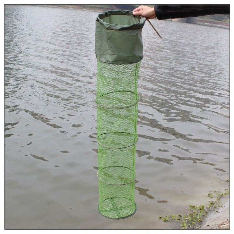 Fishing Net Folding Telescoping Quick-Drying Nylon Mesh Fishing Basket Dip Nets Fyke Net Shrimp Cage Outdoor Fishing Tackle Gear