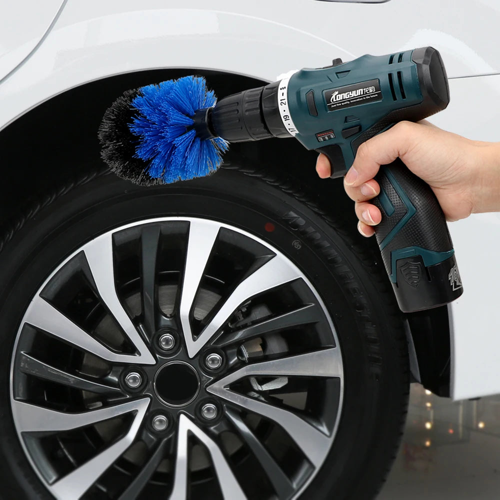 3pcs/Set Car Cleaning Tool Auto Detailing Cleaning Hard Bristle Car Auto Care Car Brush Drill Scrubber Brush Kit