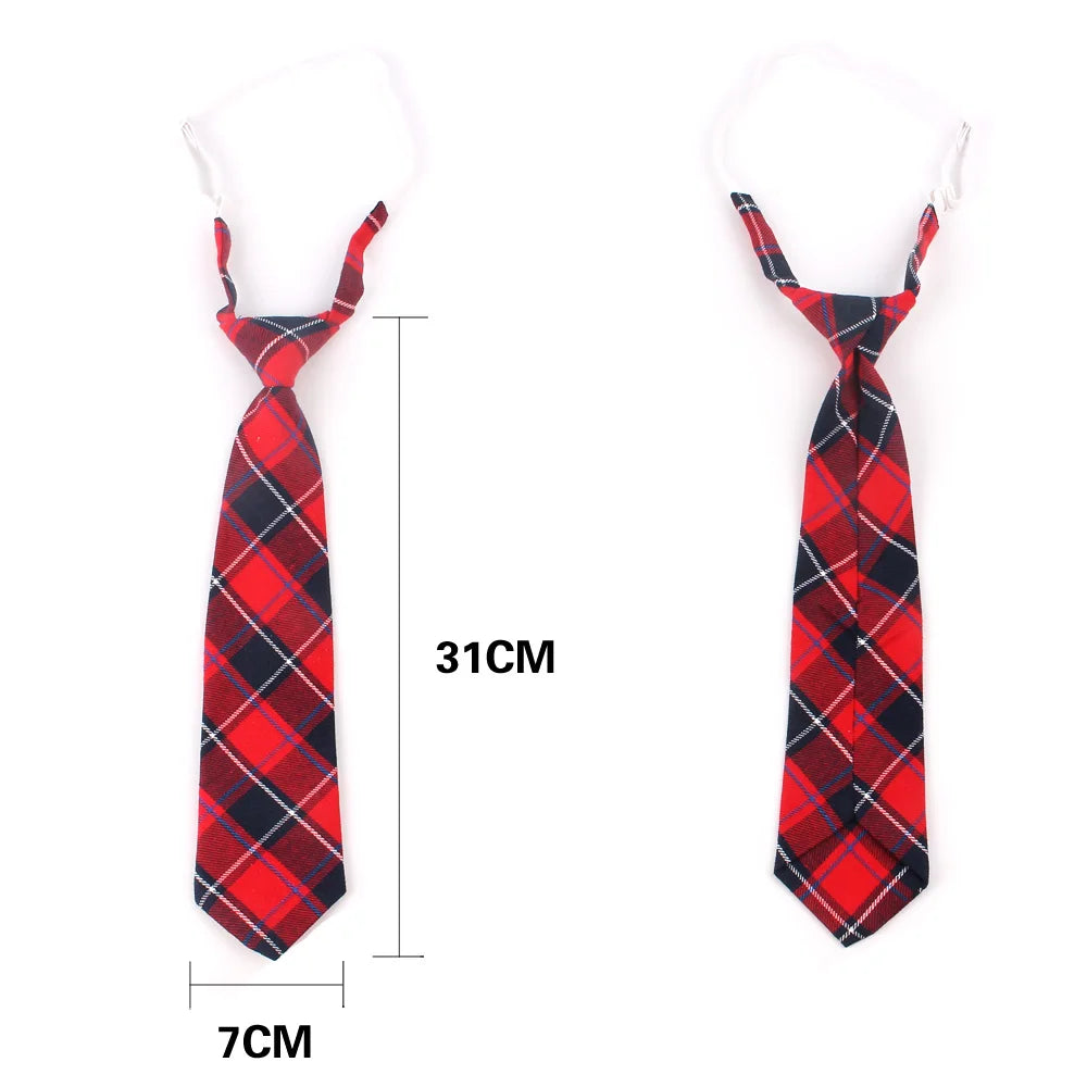 Fashion Women Neck Tie for Christmas Cotton Boys Girls Ties Slim Plaid Necktie for Casual Novelty Tie Rubber Neckties