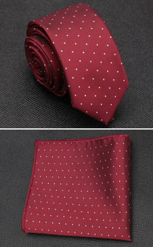 XGVOKH Men Tie Cravat Set Fashion Wedding Ties for Men Hanky Necktie Dot Striped Gravata Jacquard Tie Social Party Accessories