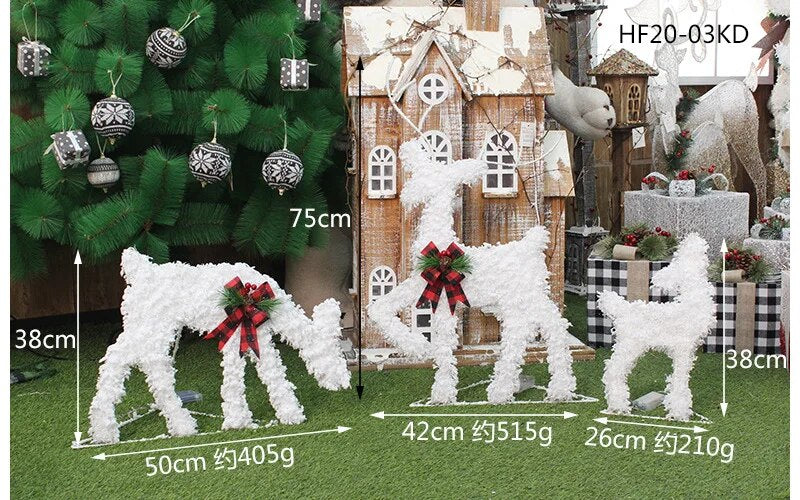 Creative Ornaments Christmas Decoration Glowing Christmas Deer Christmas Tree Ornaments Reindeer Family New Year Decoration