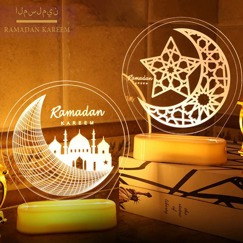 Eid Mubarak Moon Star Light Decor Islam Ramadan Decorations for Home 2024 Islamic Muslim Party Ramadan Kareem Eid Al-Adha