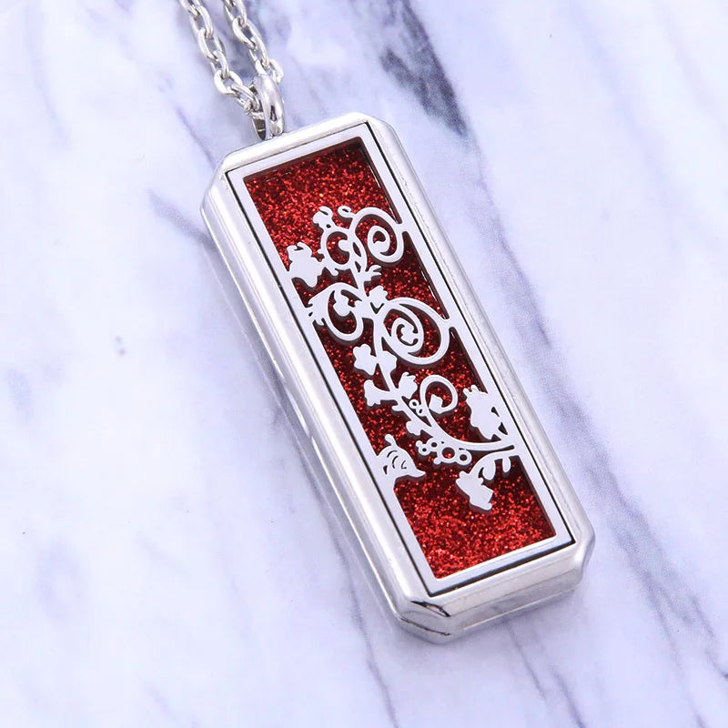 Square Stainless Steel Magnetic Aromatherapy Diffuser Necklace Jewelry Perfume Locket Pendant Essential Oil Locket Necklace