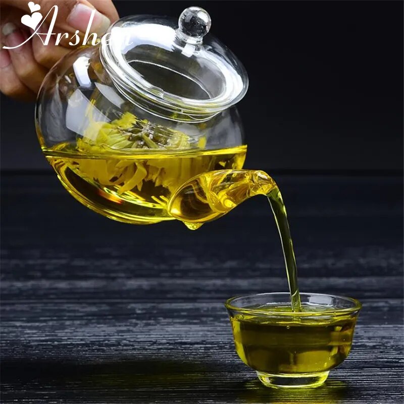 Arshen Newest 250ml Filterable Heat-Resistant Glass Teapot Double Wall or With S