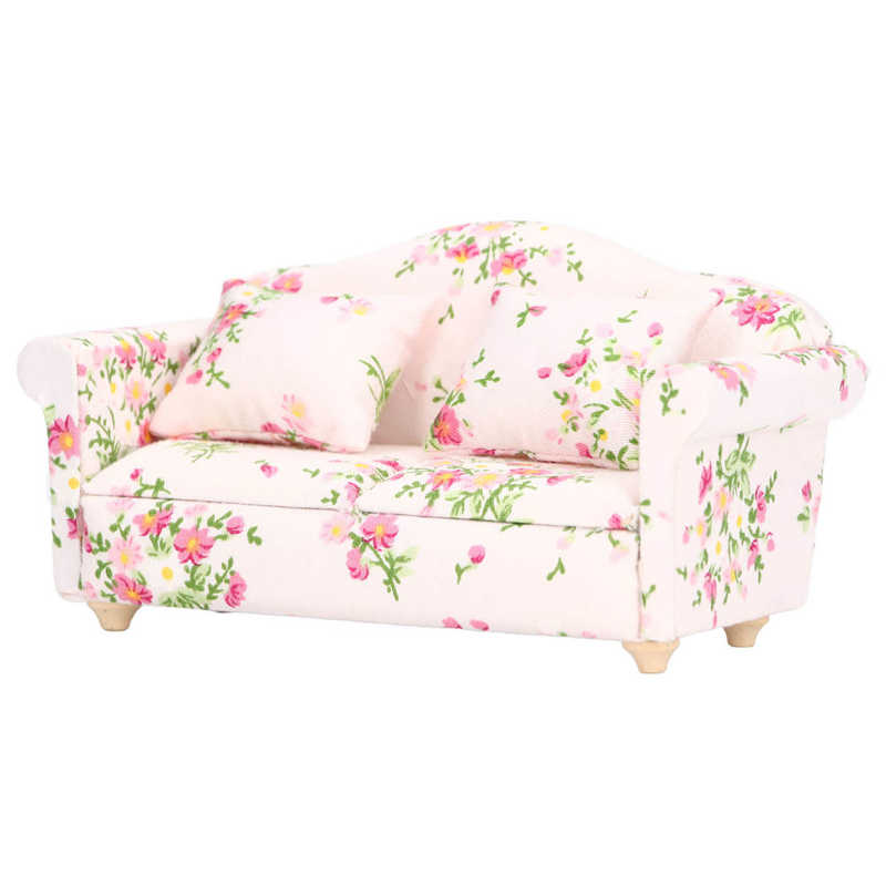 1/12 Miniature Sofa Simulation Dollhouse Sofa Living Room Furniture Children Doll House DIY Pretend Play Role Toys