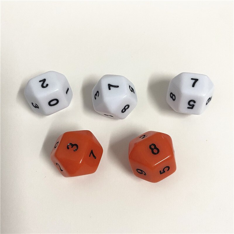 10 Pcs D10 Dice 0-9 Numbers for Funny Party Club Pub Board RPG Playing Game Math Teaching Accessory Early Education Toy 16.5mm