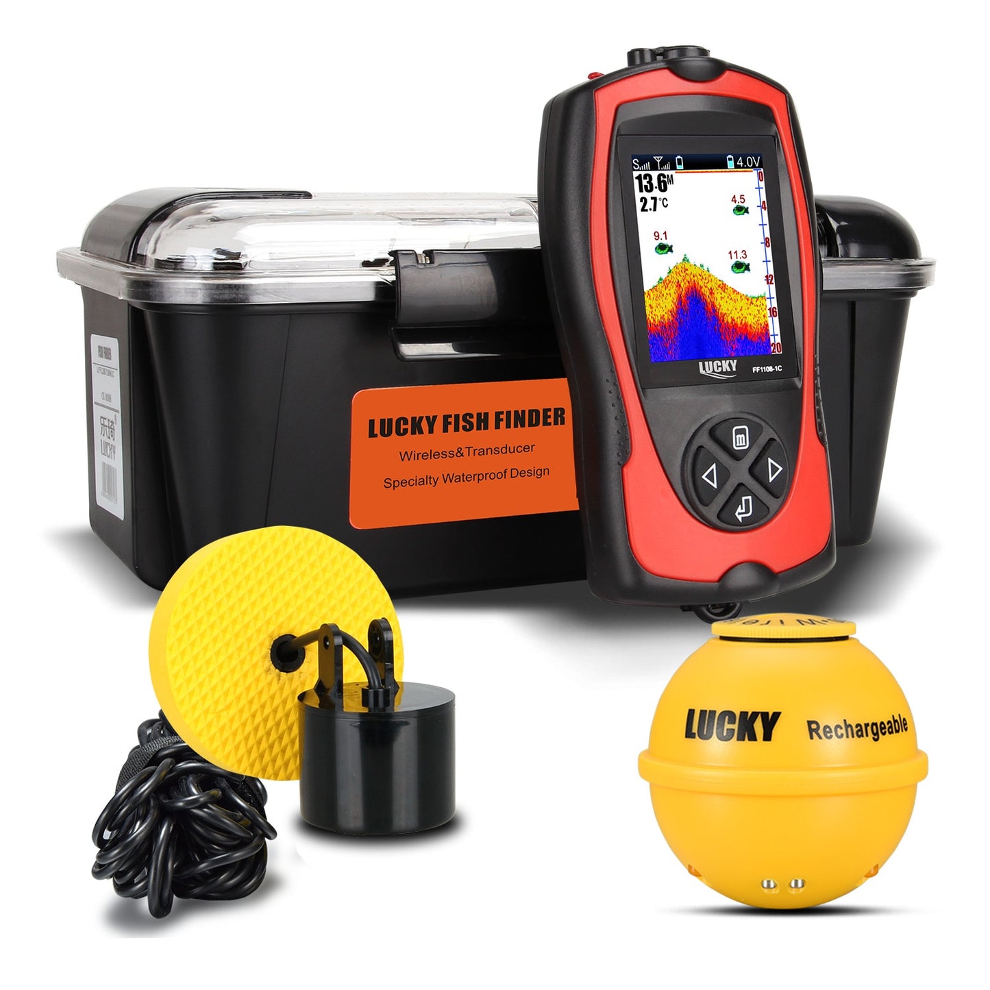 LUCKY FF1108-1CLA Portable Echo Sounder for Ice Fishing Depth Sonar Sounder Alarm Waterproof Sonar Fish