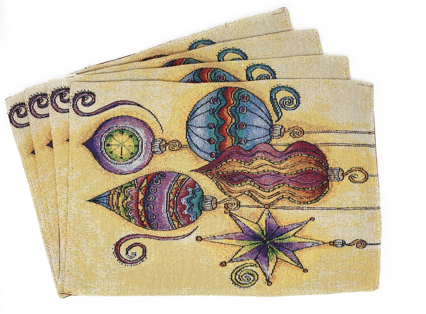 DaDa Bedding Set of 8 Pieces Bohemian Ornaments Table Tapestry - 4 Placemats, 2 Table Runners, 2 Throw Pillow Covers (14