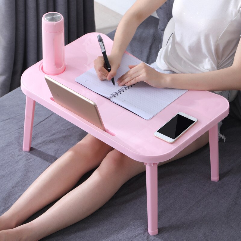 Folding Laptop Table Notebook Desk Breakfast Serving Bed Trays Adjustable Foldable With Flip Top and Legs Computer Desk Stand