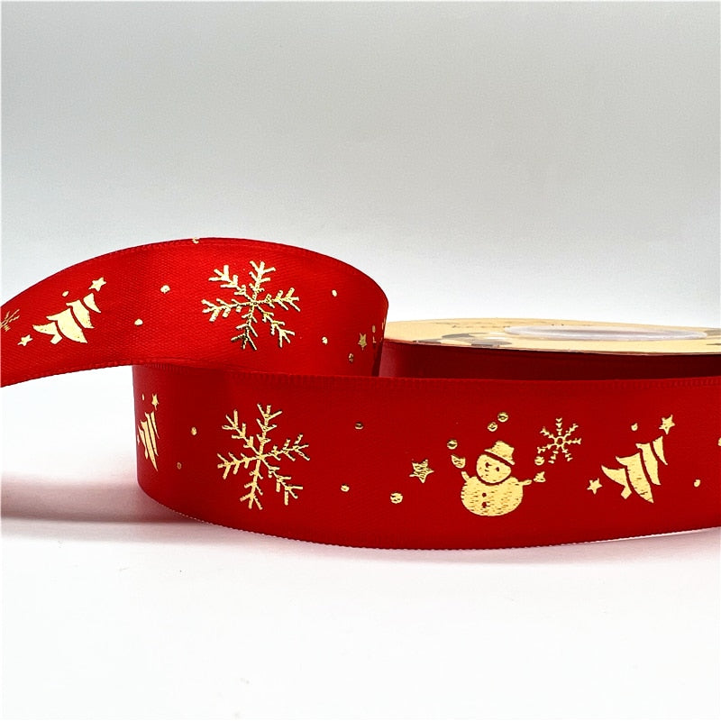 5yards 1inch 25mm Christmas Ribbon Printed Christmas Polyester Ribbon for Handmade Design Christmas Decoration