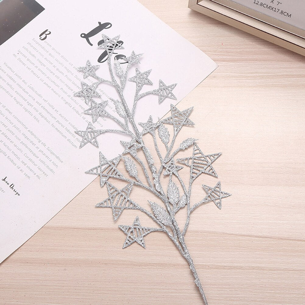 DIY Xmas Tree Garland Hanging Decor Christmas Tree Decor Christmas Hollow Christmas Glitter Tree Branches Simulated Leaves