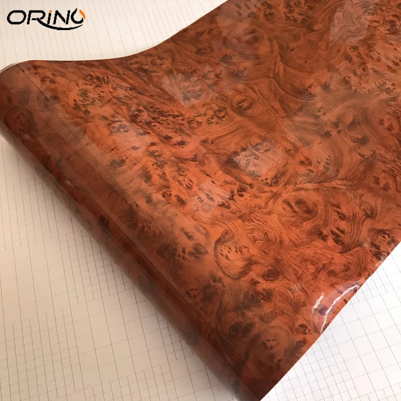 High Glossy Wood Grain Car Interior DIY Vinyl Sticker Decal Wrap Film Size 10/20/30/40/50cmx152cm
