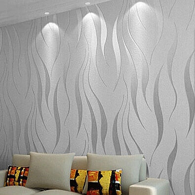 3d White Living Room Wallpaper Flocking Embossed Wall Paper Grey Wallpaper Roll for Walls
