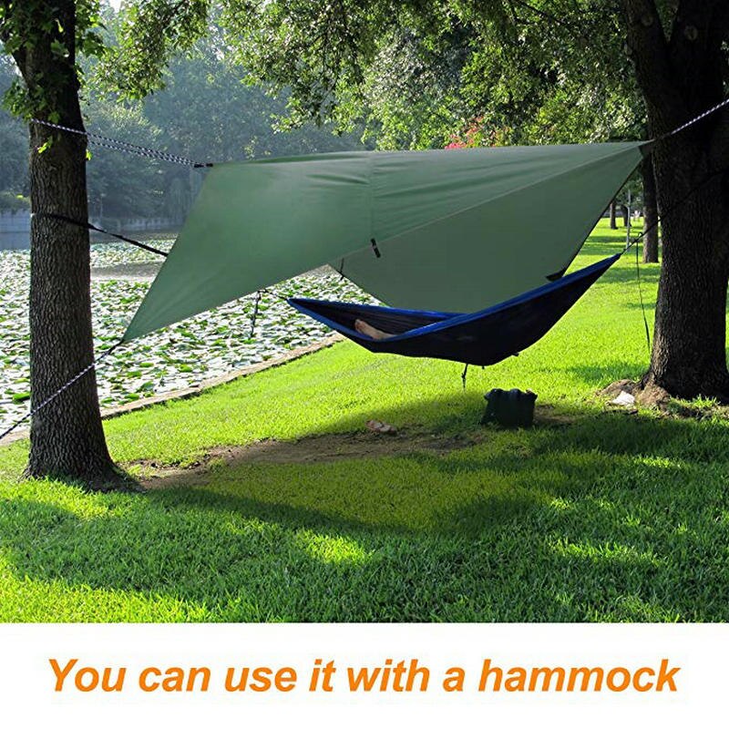 Rhombus Waterproof Tarp Tent Shade Outdoor Camping Hammock Rain Fly UV Garden Awning Canopy Sunshade Ultralight 360x290cm