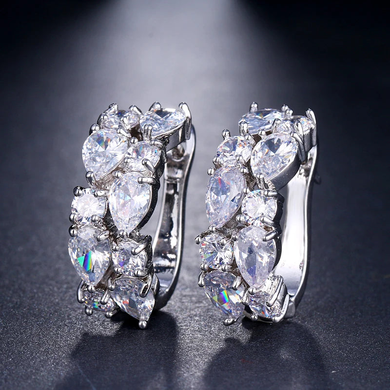 EMMAYA Luxury Rose Gold Color Earrings Flash CZ Zircon Ear Studs 12 Colors Earrings Women Brincos