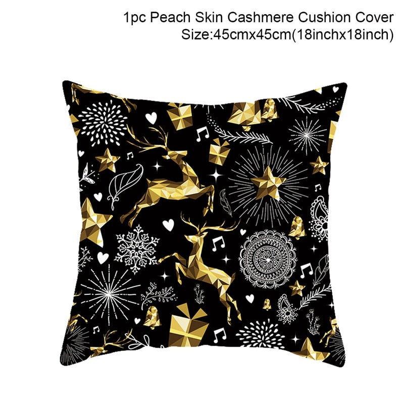 QIFU Cotton Linen Merry Christmas Cushion Covers 45x45cm Decorative Christmas Pi