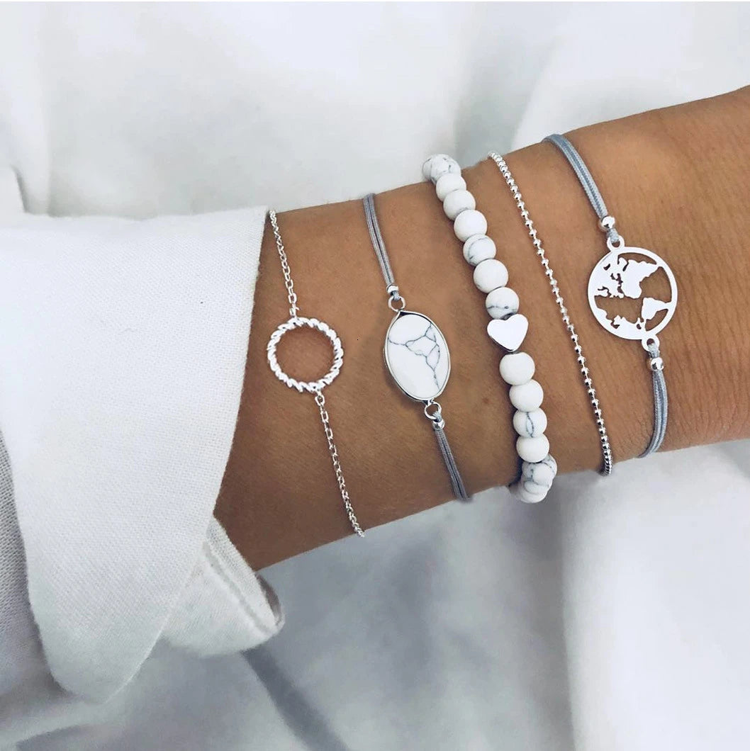 Boho Rope Bracelets & Bangles for Women Bohemian Beaded Charm Bracelet Femme Se Multilayer Jewelry Accessories Bijoux