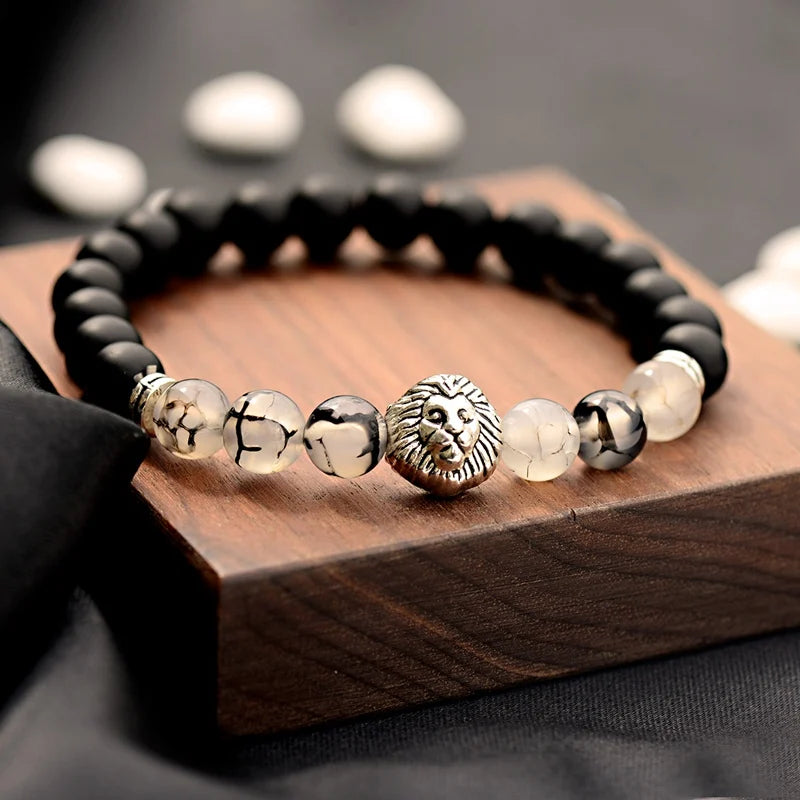 Buddhism Yoga Balance Bracelet Men Bileklik Black Matte Natural Stone Beads Bracelet for Women Braclet Jewelry AB216