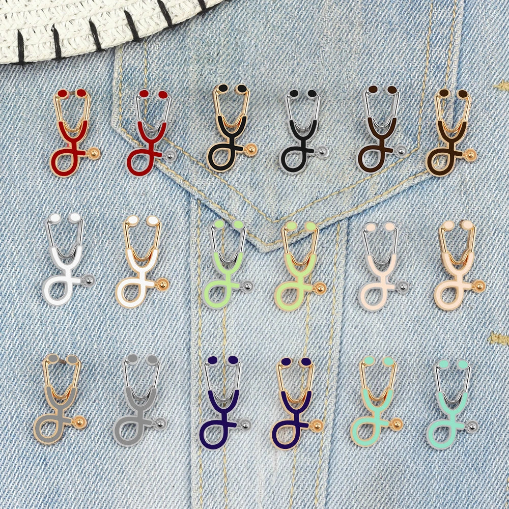 Creative 18 Styles Colorful Brooches Doctor Nurse Stethoscope Enamel Pins Medical Denim Jackets Bag Jewelry Button Badges