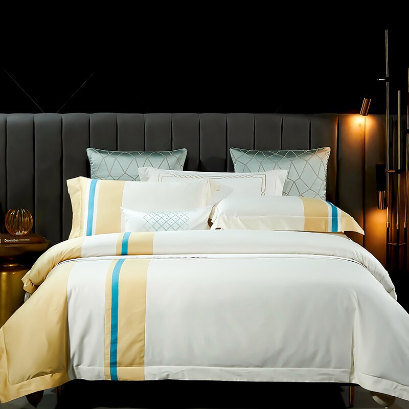 New 1000TC Egyptian Cotton Bedding Sets Queen King Size Bed Duvet Cover Flat /Fitted Sheet Linen Set Pillowcase 4pcs Bed Set