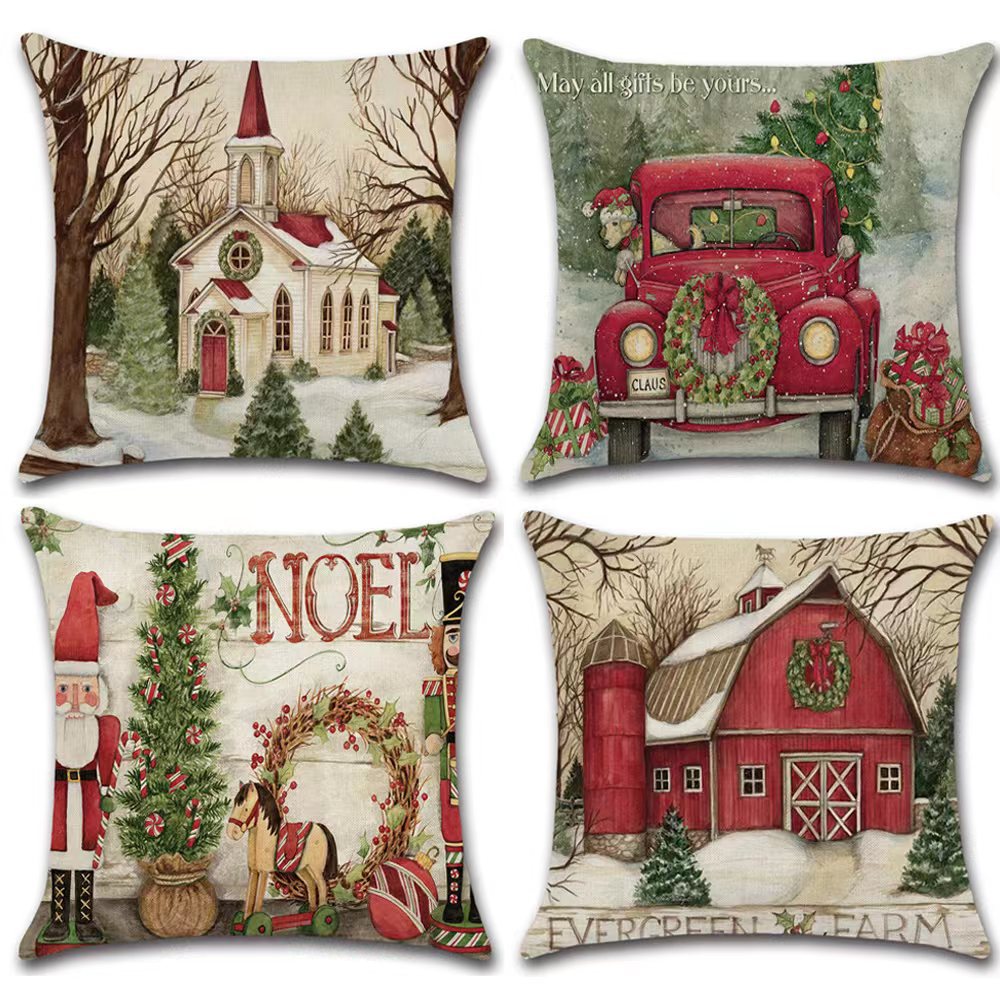 Merry Christmas Decoration Pillow Cover 45x45cm Linen Pillowcase Christmas Decorations for Home Soldier Cushion Cover