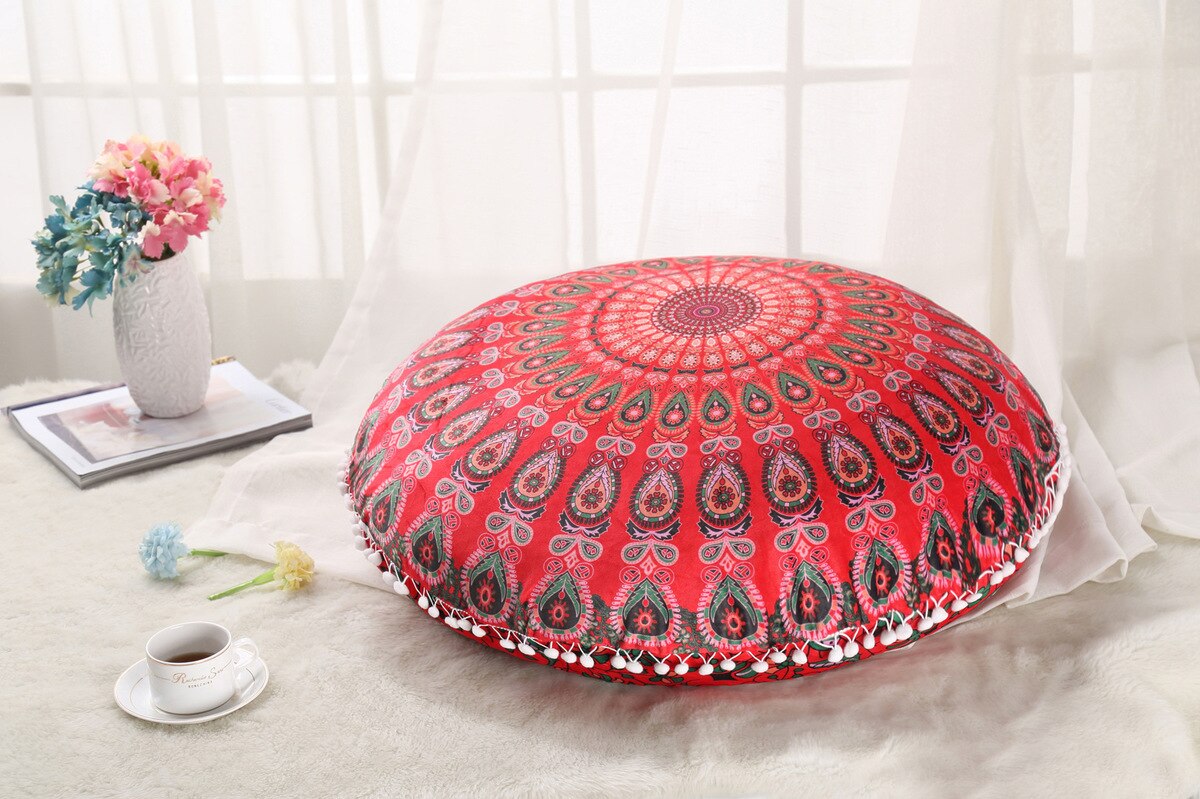 Colorful Mandala Floor Pillows Ottoman Round Bohemian Meditation Cushion Pillow Pouf48