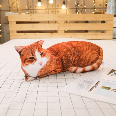 1PCS 50CM 3D Simulation Cat Plush Stuffed Soft Pillow Cute Lifelike Dog Sofa Bedroom Cushion Kids Toys Home Decoration
