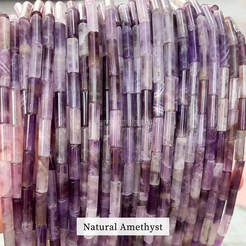 4*13mm Natural Stone Agate Jasper Turquoise Tube Shaped Beads Loose Cylindrical Bead for Jewelry Making DIY Bracelet Accessory