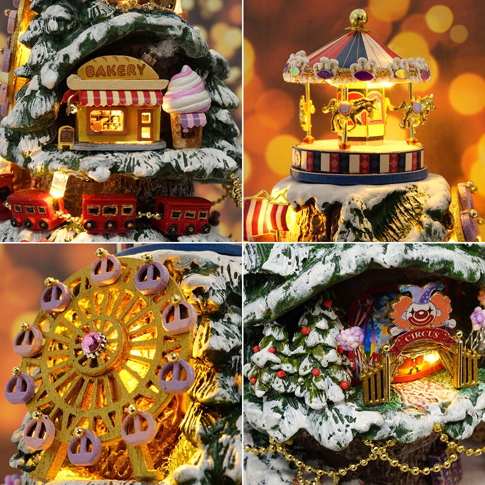 Dollhouse Miniature DIY Doll House With Furnitures Wooden House Toys for Children Birthday With Dust Cover Rotate Music 29