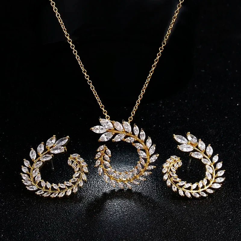 LXOEN Marquise Cut Flower Zirconia Crystal Long Drop Earrings for Women Shiny Leaf CZ Stone Bridal Wedding Jewelry