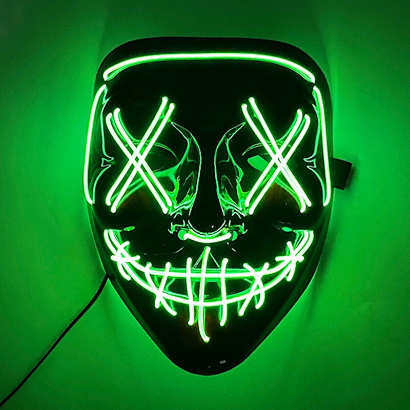 Neon Light LED Mask LED Halloween Scary Mask Cosplay Party Masque Masquerade Masks Halloween Costume Carnival Glow Party Props