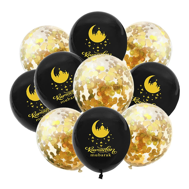 10Pcs Eid Mubarak Latex Balloon Ramadan Kareem Decoration Air Globos Ramadan Mubarak Muslim Islamic Festival Party Supplies 2024