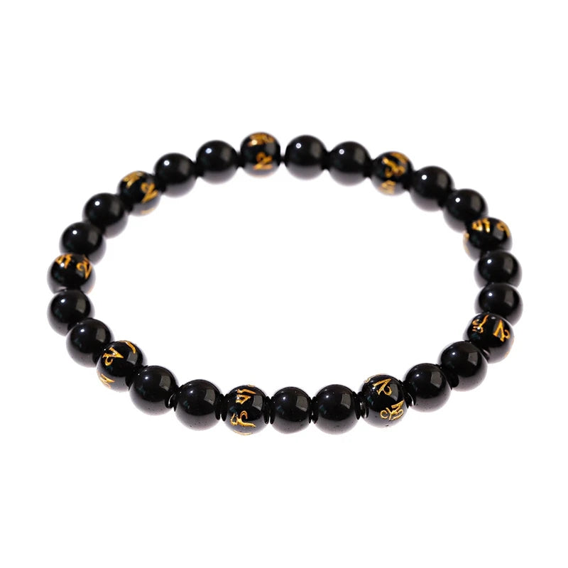 Buddhism Yoga Balance Bracelet Men Bileklik Black Matte Natural Stone Beads Bracelet for Women Braclet Jewelry AB216