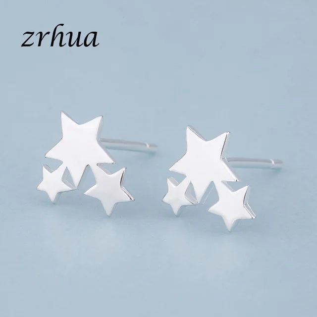 Newest 925 Sterling Silver Needle Women's Jewelry Cute Chic Stud Earrings for School Girls Kids Lady Birthday S925 Stamp