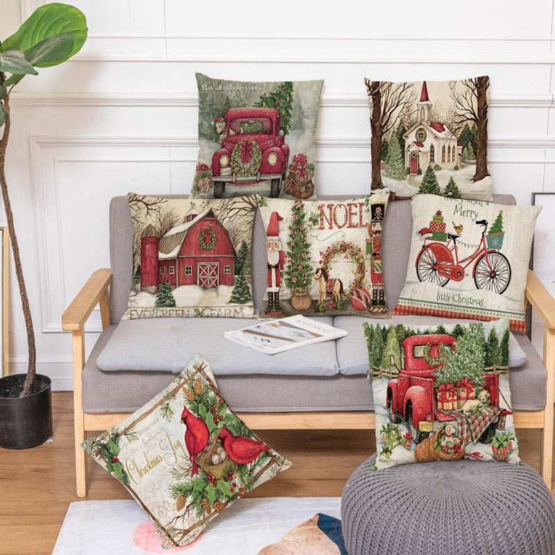 Merry Christmas Decoration Pillow Cover 45x45cm Linen Pillowcase Christmas Decorations for Home Soldier Cushion Cover