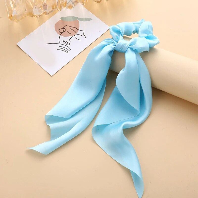Santa Claus Bows Hair Scrunchies Long Ribbon Ponytail Scarf Hair Tie Women Girls Elastic Hair Bands Christmas Hair Accessories