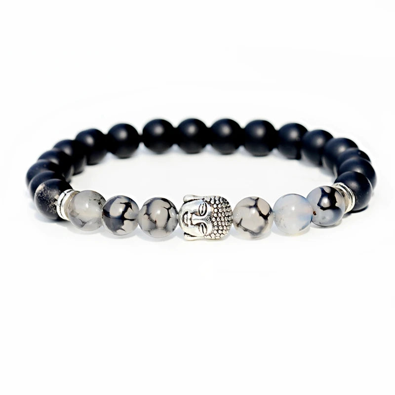 Buddhism Yoga Balance Bracelet Men Bileklik Black Matte Natural Stone Beads Bracelet for Women Braclet Jewelry AB216