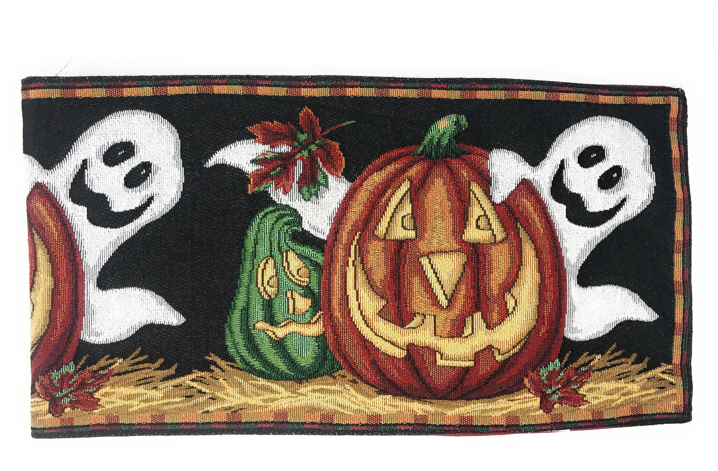 DaDa Bedding Halloween Pumpkins Table Runner, Harvest Orange Tapestry (12914)