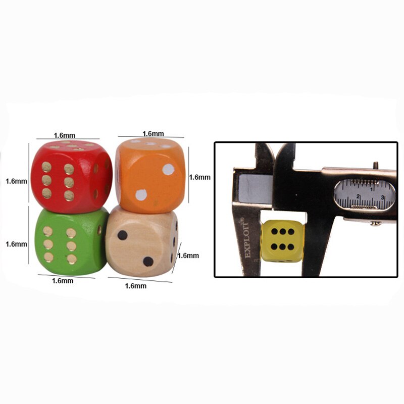 10 Pcs/Set 16mm Point Cubes Round Coener Dice Set Wooden 6 Sided Colorful Point Dice Board Game Accessory