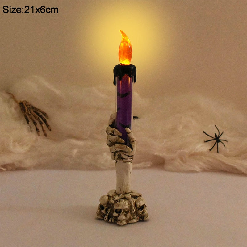 Halloween Led Candle Light Skeleton Ghost Hand Light Horror Props Halloween Party Decoration Supplies Kids Toy