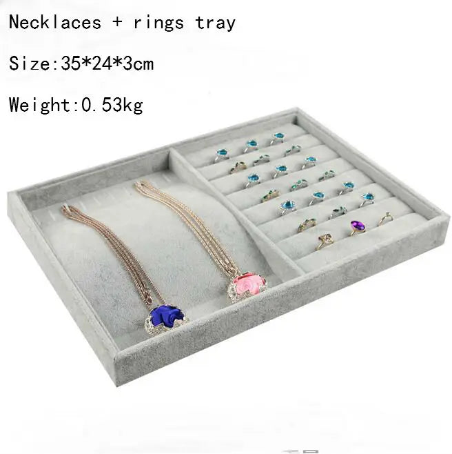 High Level Gray Velvet Ring Bracelet Necklace Watch Pendant Stud Earring Hand Catenary Jewelry Tray Plate Holder Display Packing