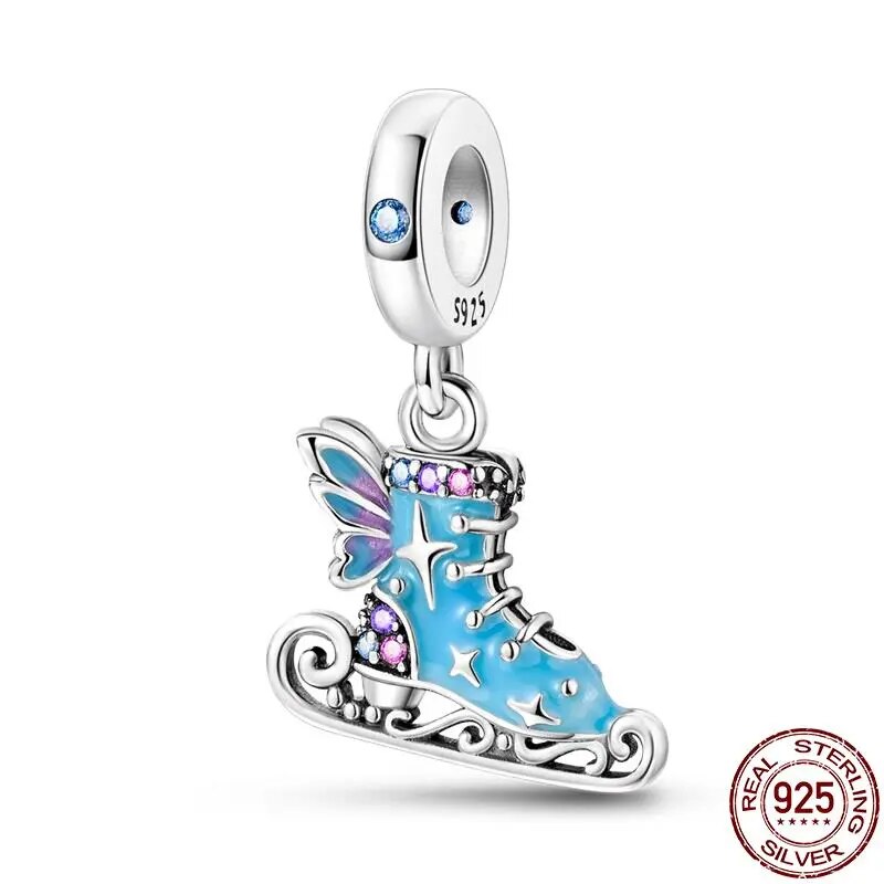 Christmas Plata De Ley 925 New in Red Socks Santa Charm Christmas Tree Beads for Pandora 925 Bracelet Necklace Christmas Jewelry
