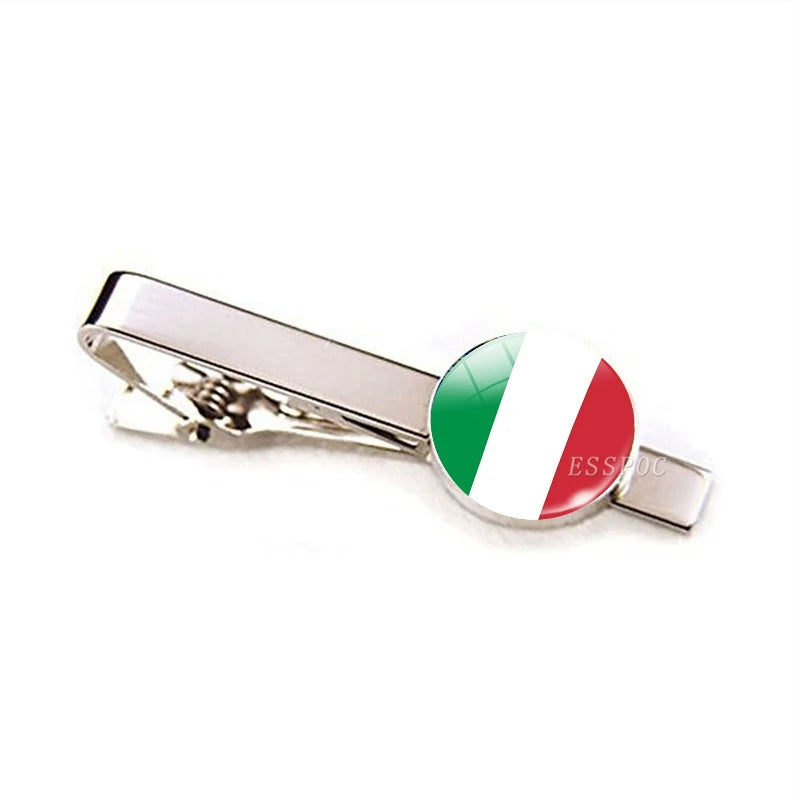 30 Countries National Flag Tie Clips Men Metal Necktie USA Flag Clip Pins Button Wedding Suit Accessories