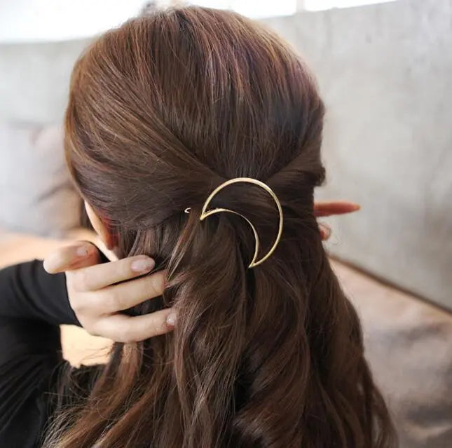 Metal Leaf Hair Clip Barrettes Hairpin Barrette Hair Claws Women Girls Trend Charm Moon Round Triangle