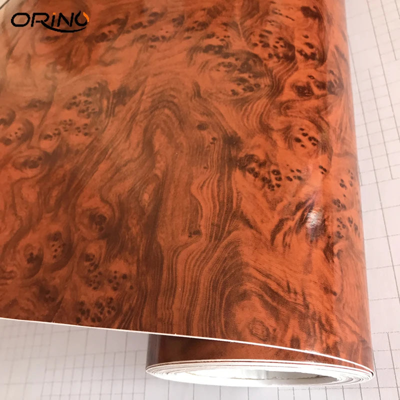 High Glossy Wood Grain Car Interior DIY Vinyl Sticker Decal Wrap Film Size 10/20/30/40/50cmx152cm