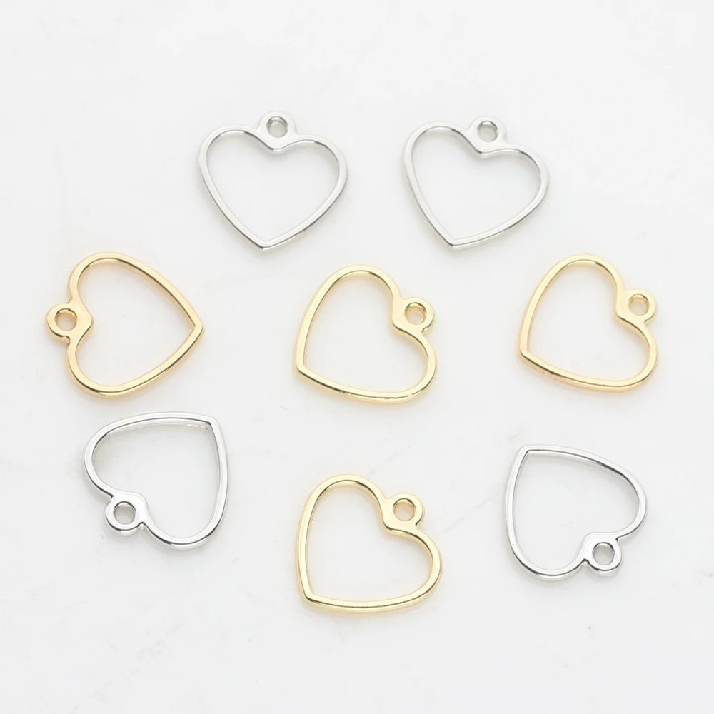 20pcs/Lot 12MM Zinc Alloy Mini Sweet Hollow Love Heart Shape Charms for DIY Earrings Jewelry Making Accessories